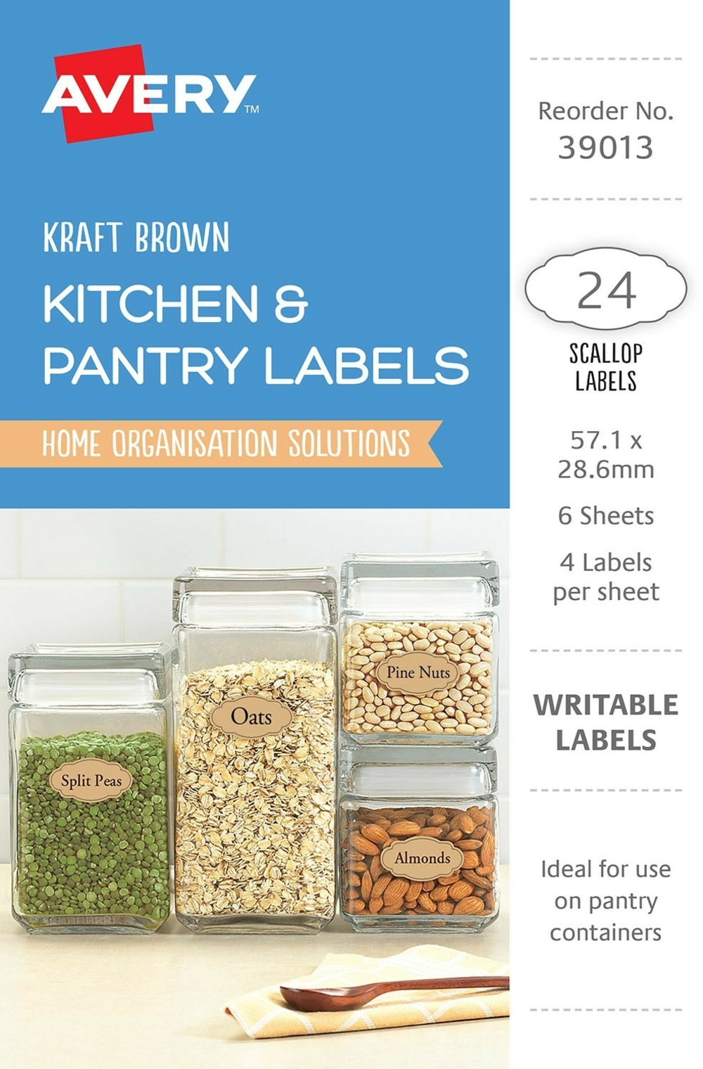 Avery Kraft Brown Kitchen & Pantry Labels 57.1mm x 28.6mm ...