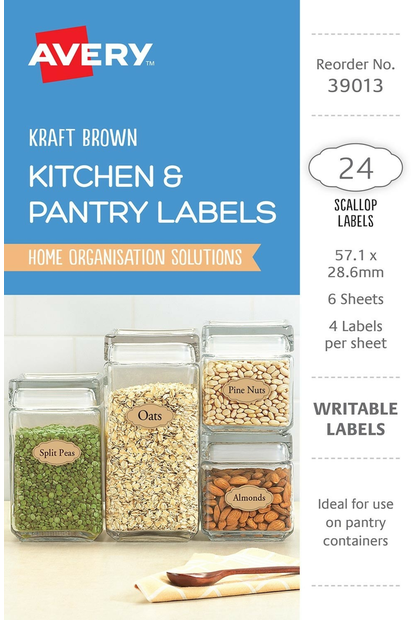 Avery Kraft Brown Kitchen & Pantry Labels 57.1mm x 28.6mm ...