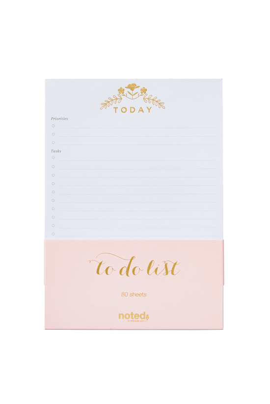 Noted Flora A5 To Do List Pink