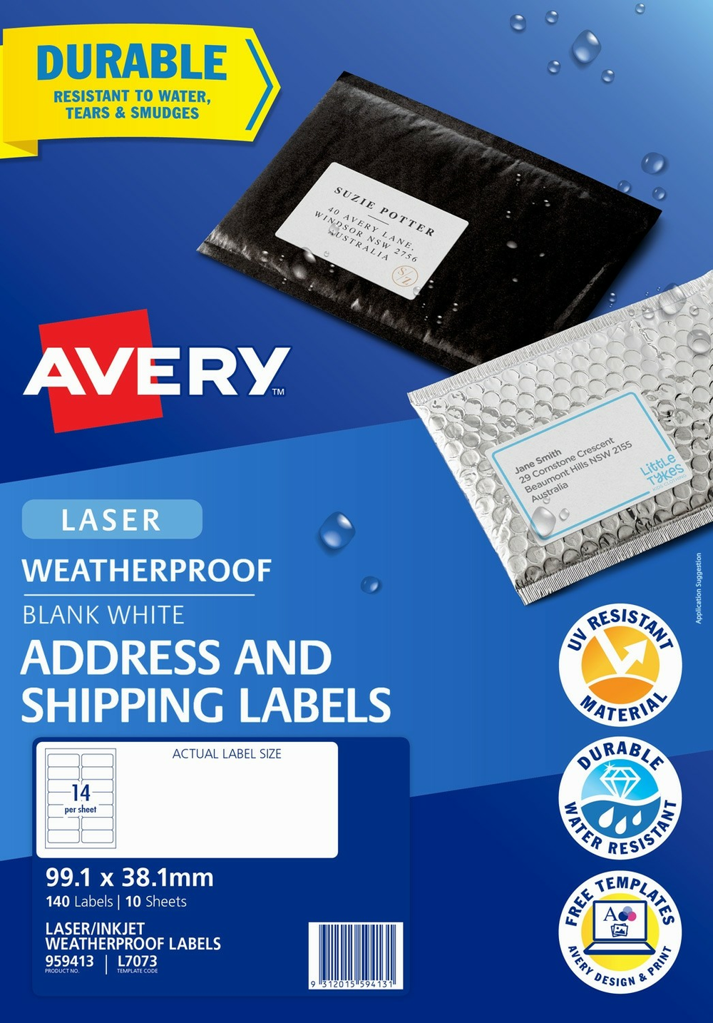 Avery WeatherProof Shipping Labels 99.1mm x 38.1mm Pack of ...