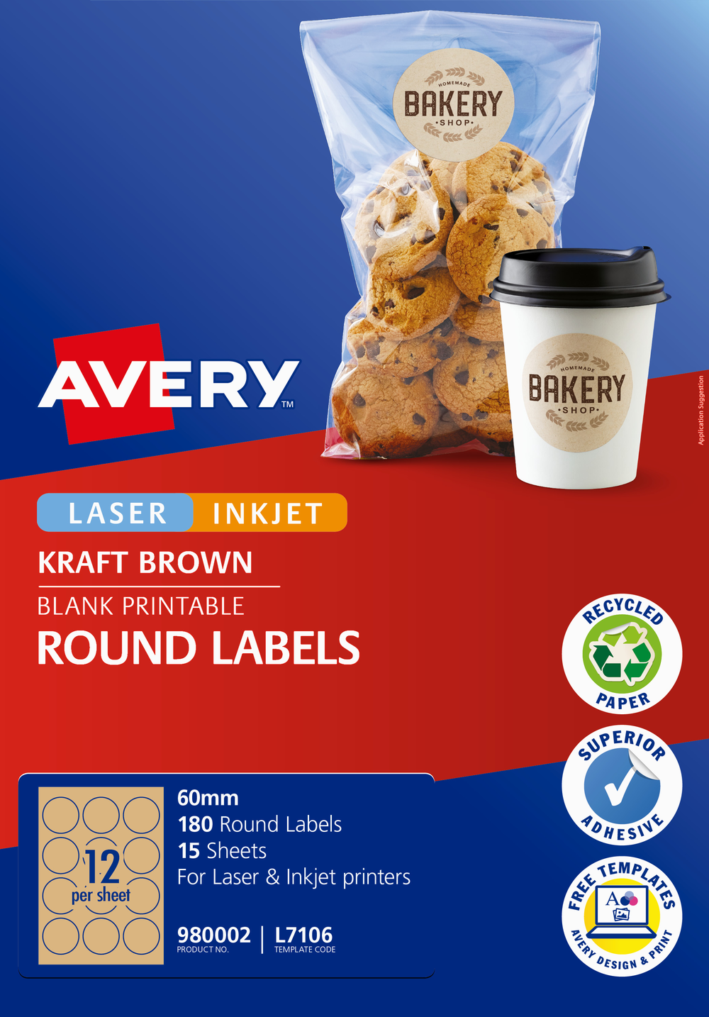 Avery Kraft Brown Labels Round 60mm Pack of 180 - Whitcoulls
