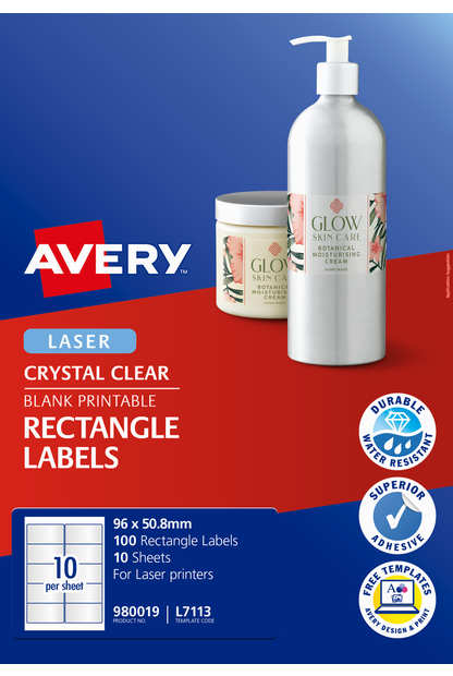 Avery Crystal Clear Labels 96mm x 50.8mm Pack of 100 - Whitcoulls