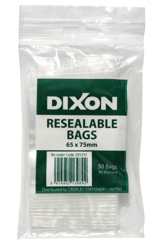 Dixon Resealable Bags 65x75mm ...