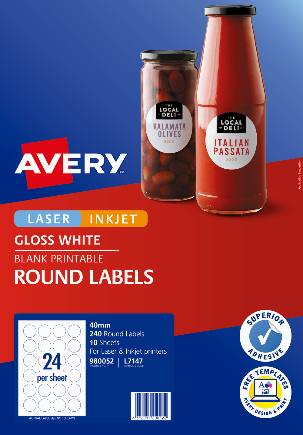 Avery Glossy White Labels Round 40mm Pack of 240 - Whitcoulls