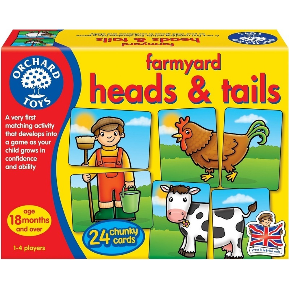 Farmyard Heads & Tails Chunky Card Game Children's Puzzle Memory Orchard Toys 