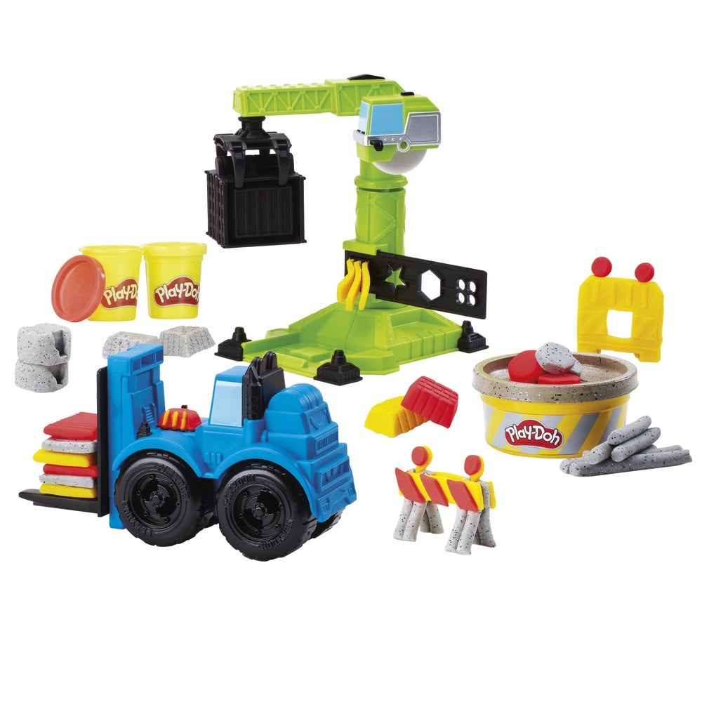 Play-Doh Wheels Crane and Forklift Set with 3 Cans of Dough