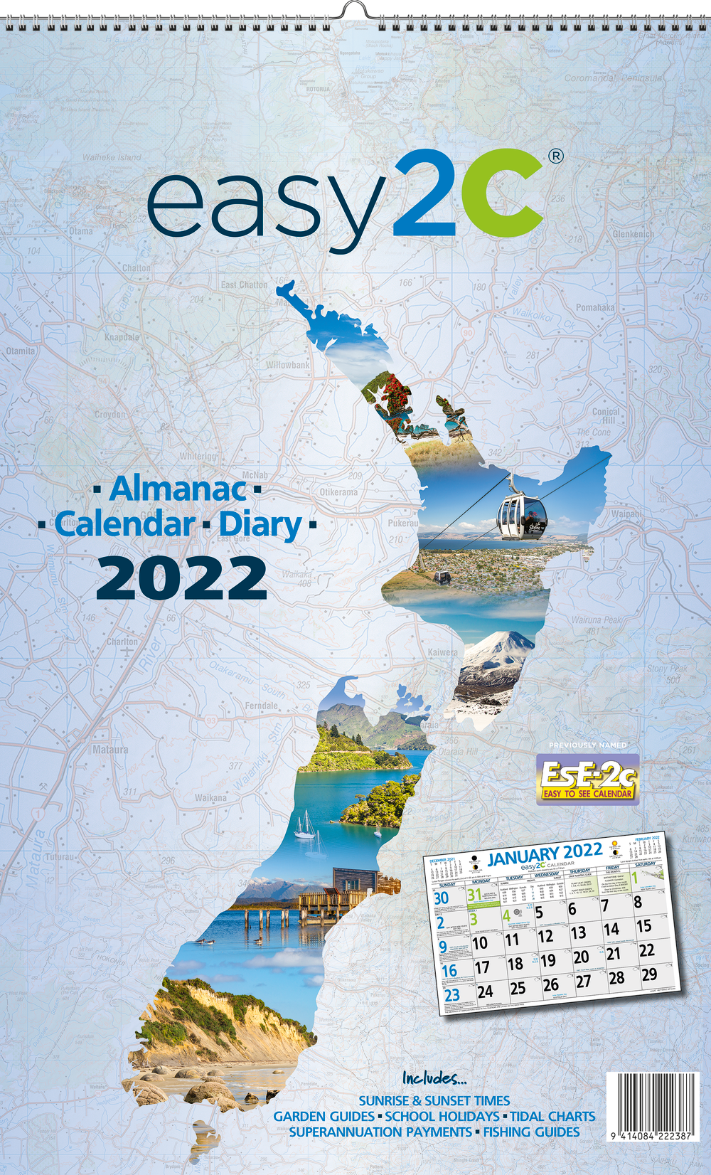 2022 Wall Calendar Large Ese-2C New Zealand Scenic - Whitcoulls