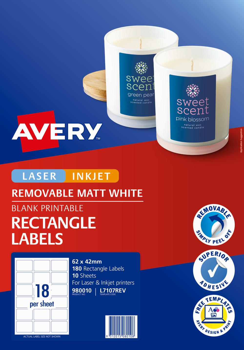 Avery Matt White Labels 62mm x 42mm Pack of 180 - Whitcoulls