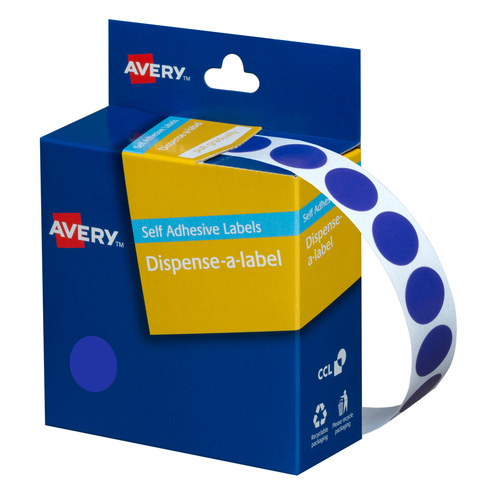 Avery Round Labels Blue 14mm Box of 1050 - Whitcoulls
