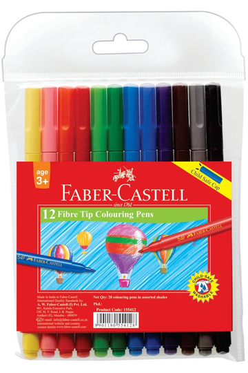 Faber Castell Colouring Pens Fiber Tip Pack 12