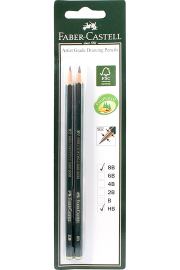 Faber-castell 9000 Artist Pencils Pack Of 2 Hb & 8b