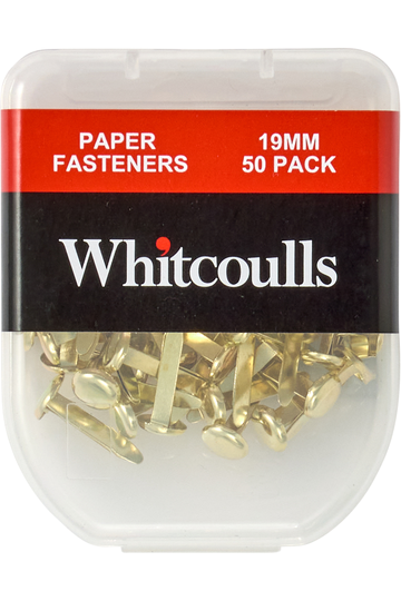 Whitcoulls Brass Plate Paper Fastener 19mm 50 Pack