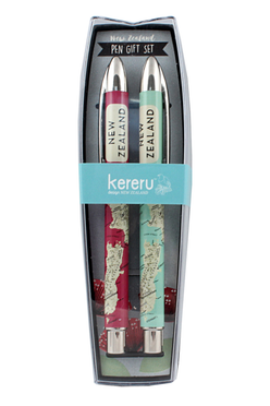 Kereru Nz Map Gift Set Pack Of 2 Pens Assorted