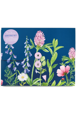 WHSmith Botanique Floral Stationery Set Pastel Pink & Blue In A Clear Box