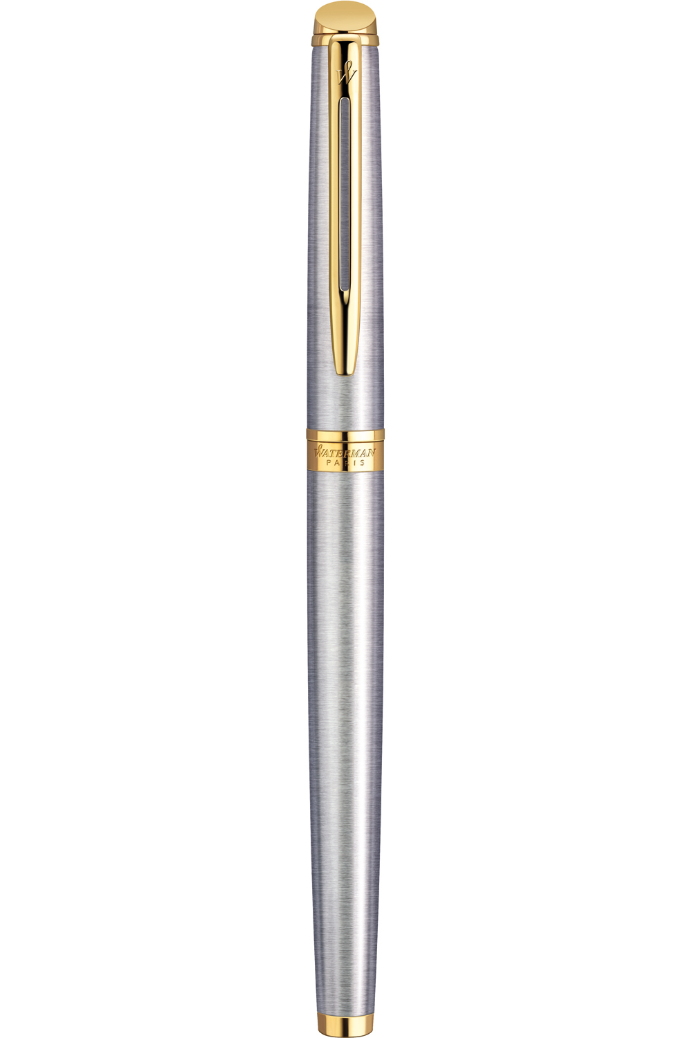 Waterman Hemisphere Stainless Steel Rollerball Pen Gold Trim
