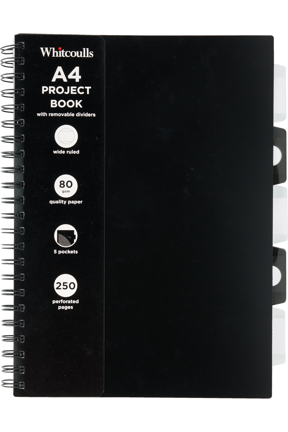 Whitcoulls A4 Black Project Book With 5 Removable Black & Wh