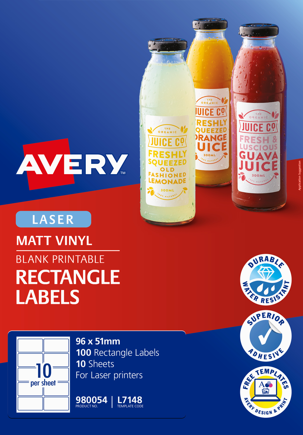 Avery Durable Rectangular Labels 96mm X 51mm Pack Of 100 