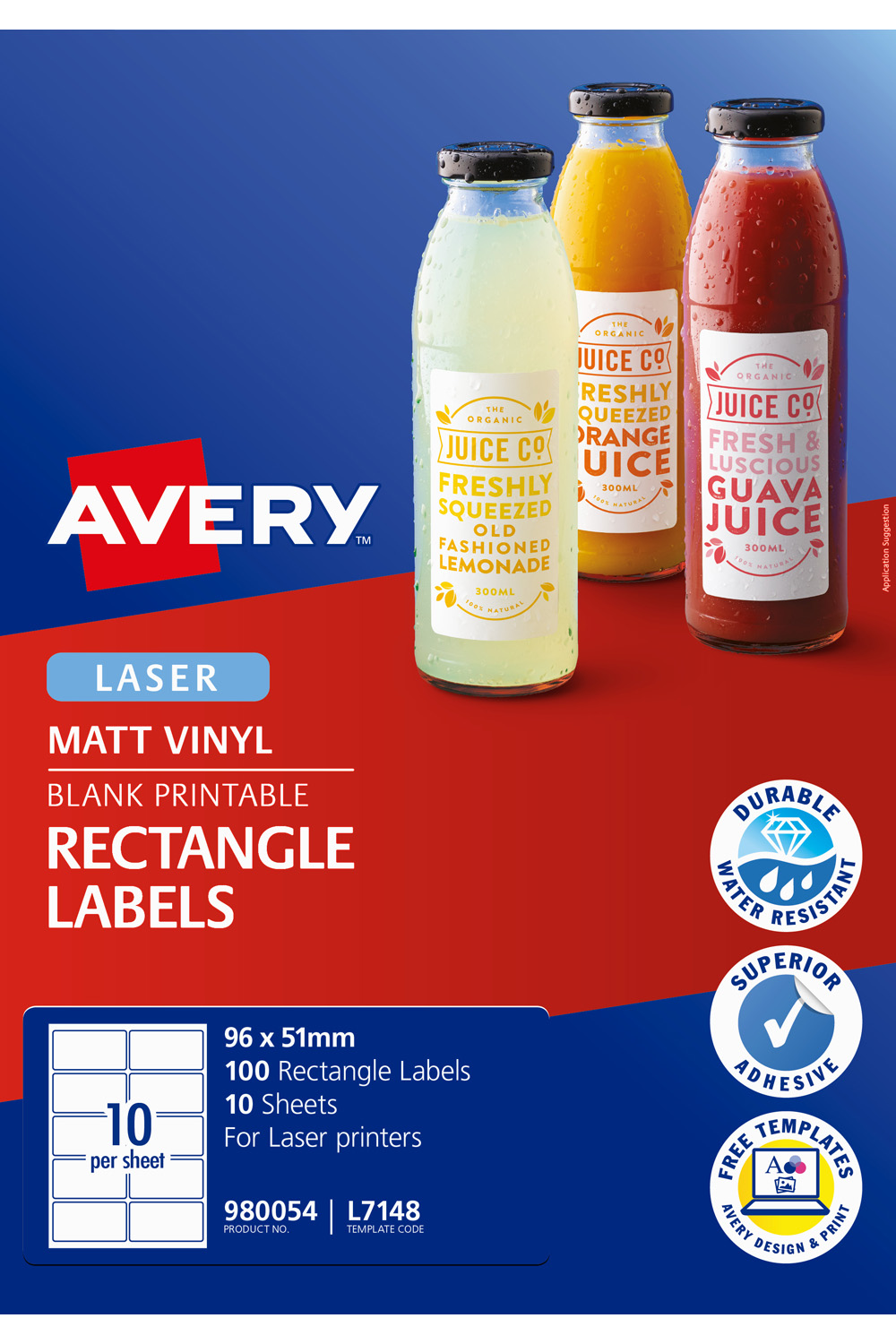 Avery Durable Rectangular Labels 96mm X 51mm Pack Of 100 