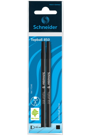 Schneider Topball 850 Rollerball Pen Refill Black Pack Of 2