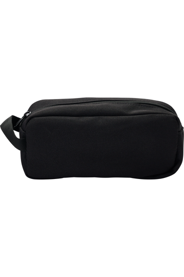 Three section pencil case with content, Black