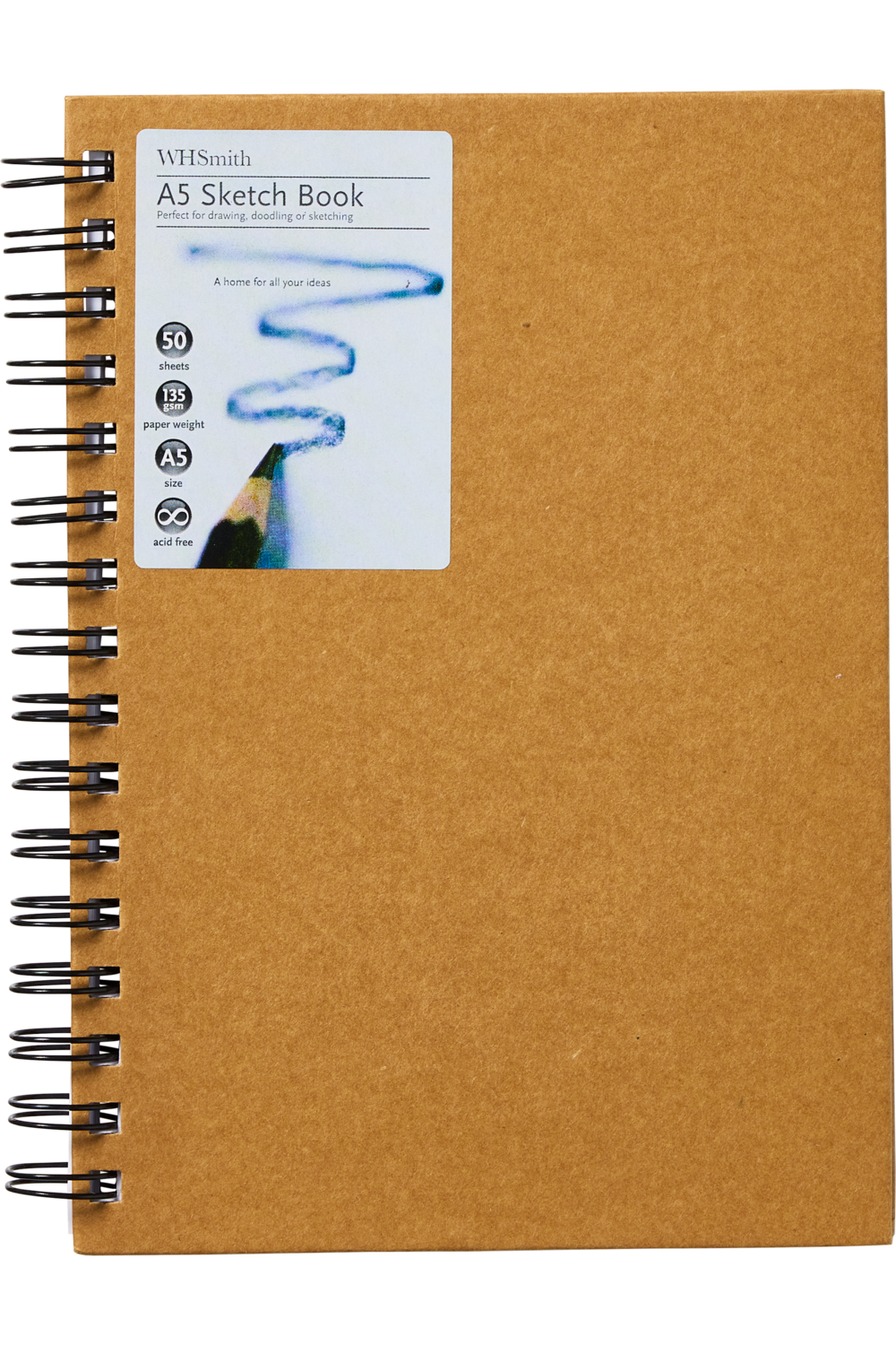 Whsmith Sketch Book Kraft A5 135gsm 50 Leaf Art Supplies