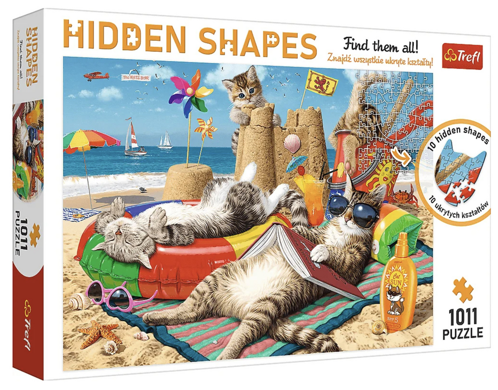 Trefl Puzzle Hidden Shapes - Vacanze Dei Gatti | 1000 + 11 Pezzi, Cerca Le Forme Nascoste, Gioco Creativo Per Adulti E Bambini +12, Tema Estate E Spiaggia - 4