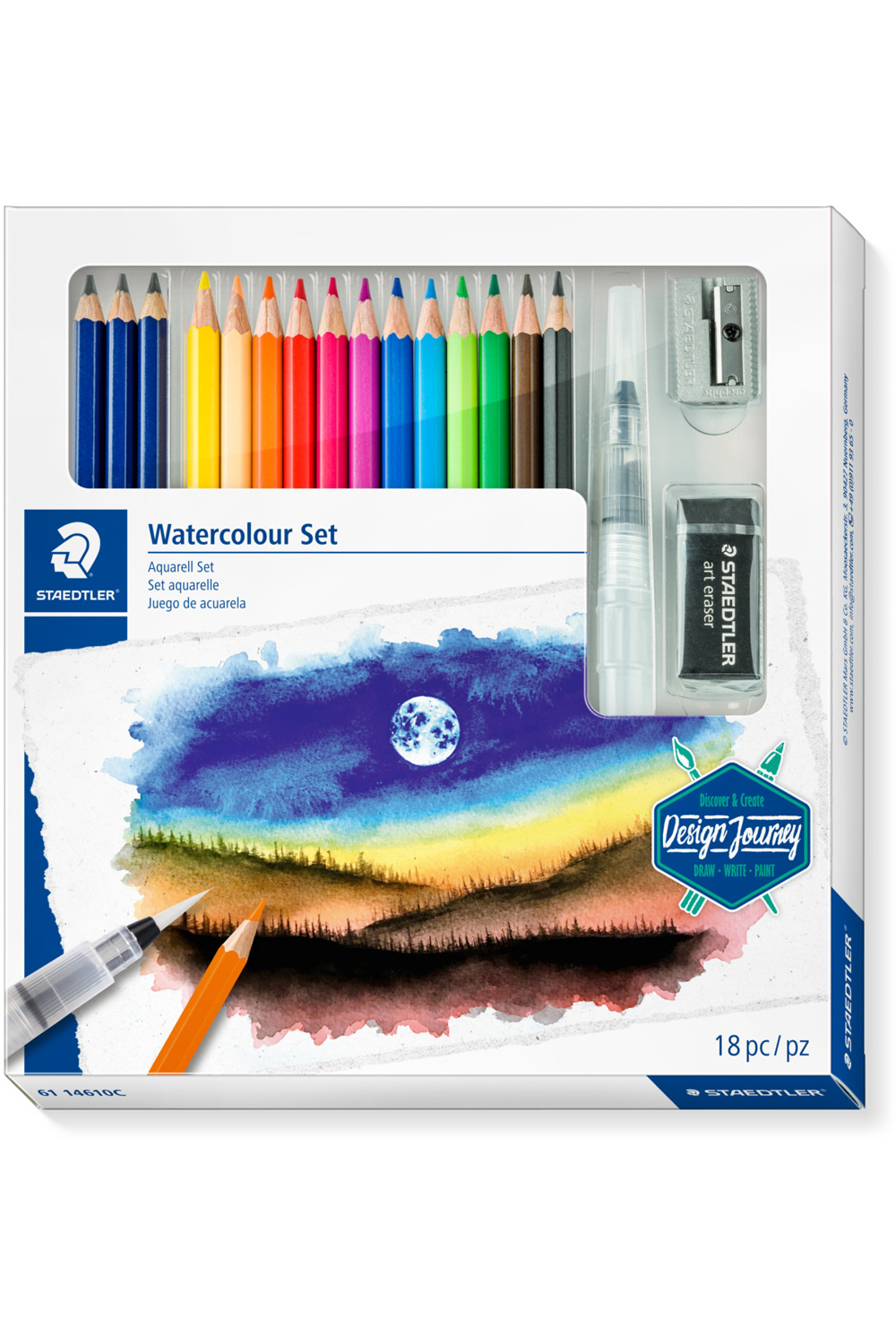 Set STAEDTLER Brush Lettering Design Journey - 6 Marcadores De Pigmento, Lápiz, Goma Y Sacapuntas | Ideal Para Lettering Artístico Y Dibujo