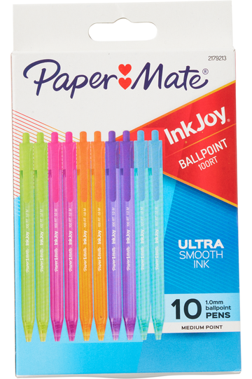 Papermate Inkjoy 100rt Ballpoint Pen 1.0mm Fashion Assorted, Pack Of 10