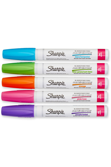 5-PACK SHARPIE OIL-BASED PAINT MARKERS FINE POINT  (BLACK,WHITE,BLUE,YELLOW,RED)
