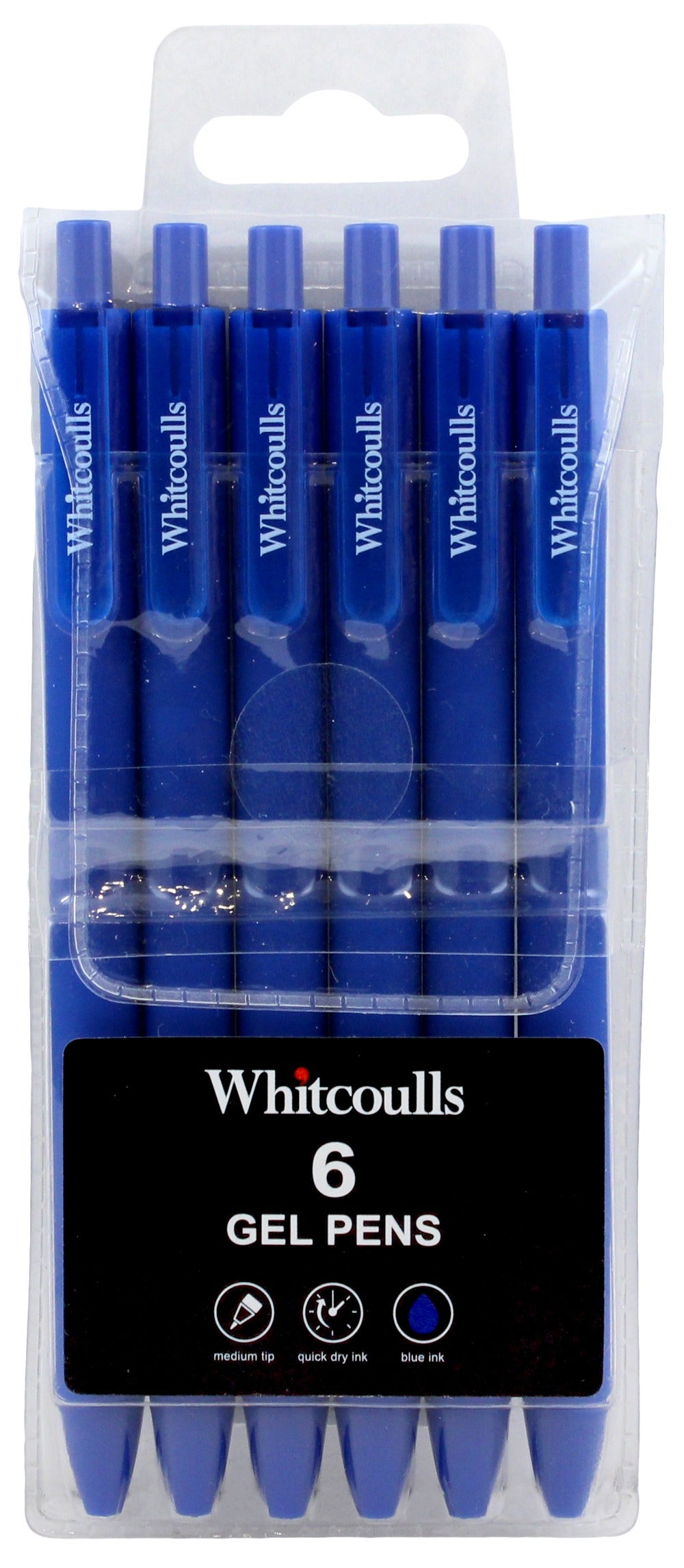 Whitcoulls Blue Gel Pens Medium Tip Pack of 6 - Whitcoulls