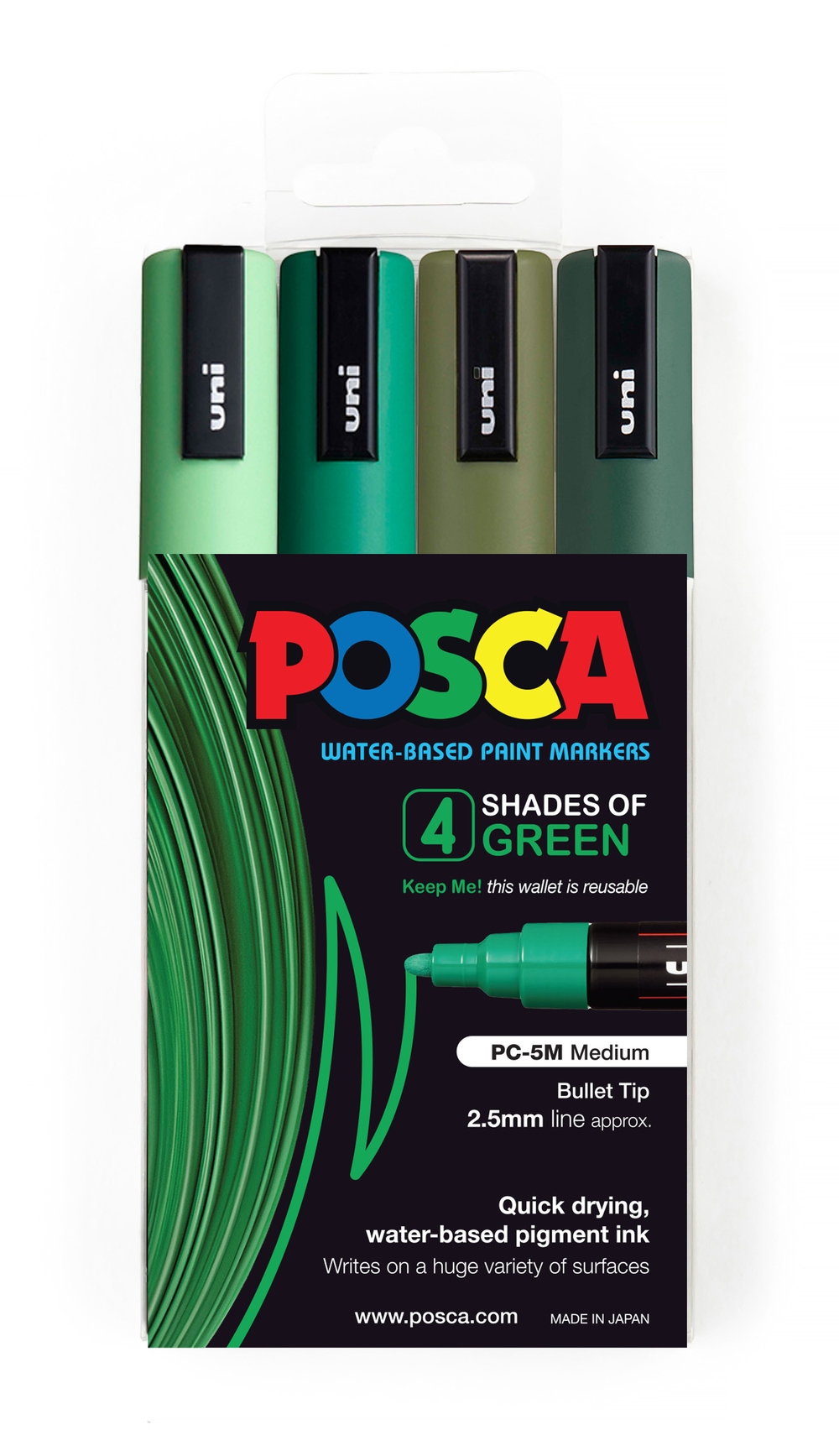 Posca Pc-5m Paint Marker Green Pack Of Children's Art