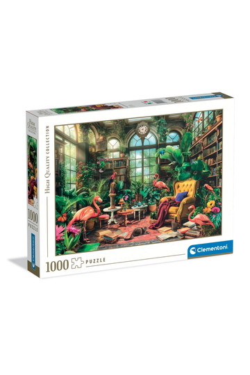 Clementoni - Puzzle 1000 Pieces for Adults and Boys Collection, Green House Library Theme, Poster Included, Compact Box, Illustration Library, Made in Italy, 70 x 50 cm, 39936 Clementoni - Puzzle 1000 Pieces for Adults and Boys Collection, Green House Library Theme, Poster Included, Compact Box, Illustration Library, Made in Italy, 70 x 50 cm, 39936