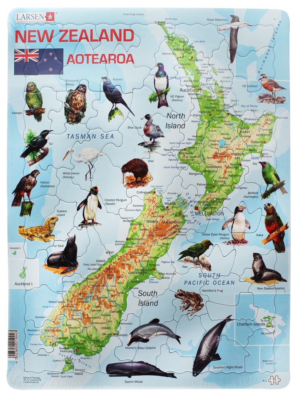 Larsen Maxi Frame Tray Puzzle Map of New Zealand Whitcoulls