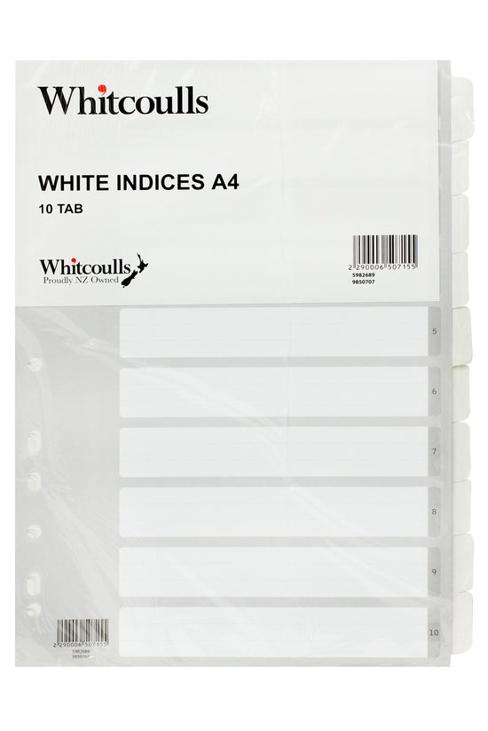 Whitcoulls A4 Indices 10 Tab W...