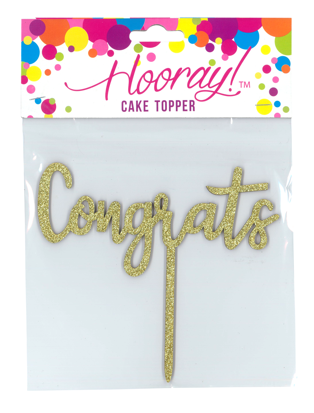 Hooray Cake Topper Congrats Glitter Gold Whitcoulls