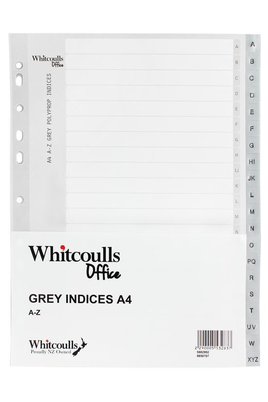 Whitcoulls Grey Indices A4 A-z