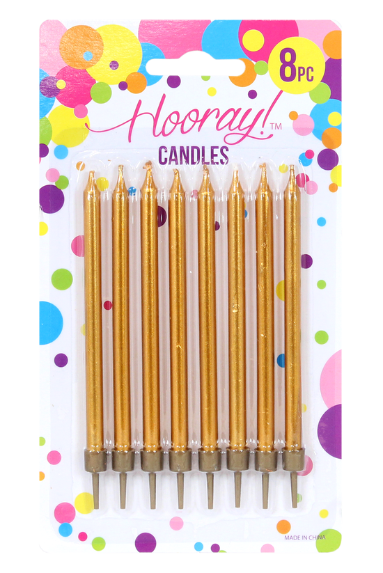 Hooray Candles Gold Pack Of 8