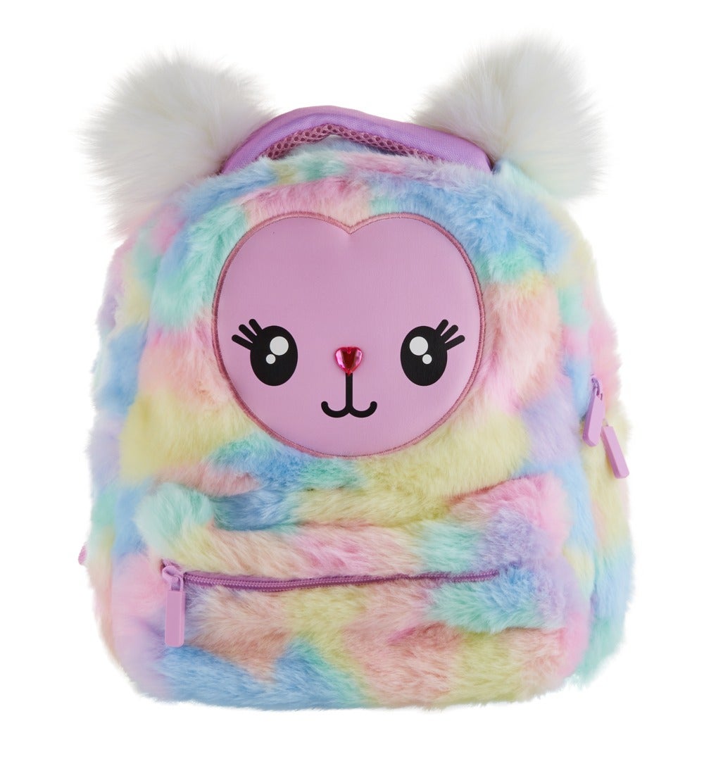 fluffy rainbow backpack